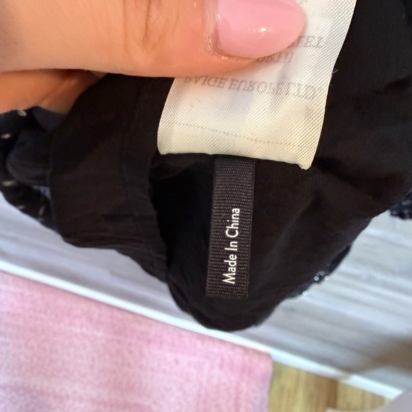 PAIGE NWT Black & Silver Metallic Silk Blend Mini Dress Size L - Picture 13 of 13